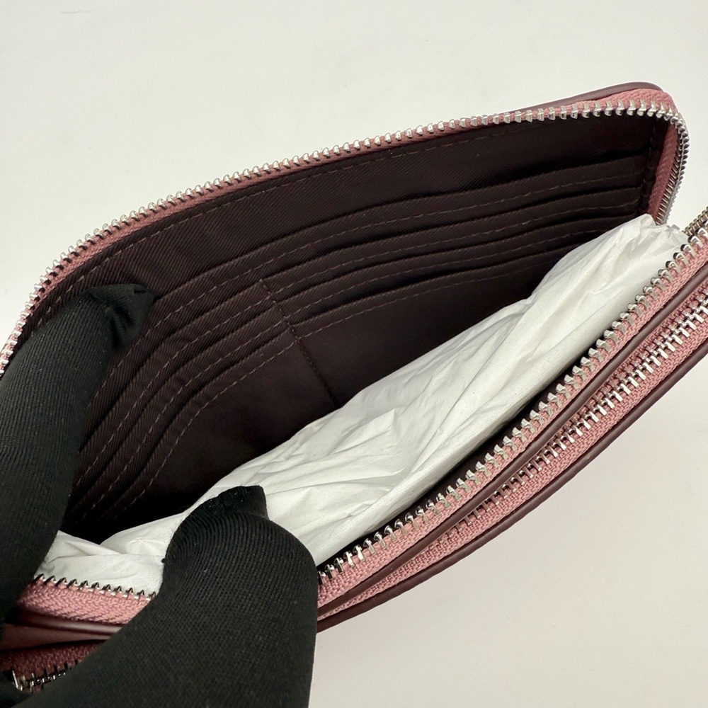Coach Double Zip Wallet With Star Print Dusty Pink - Picture 10 of 13